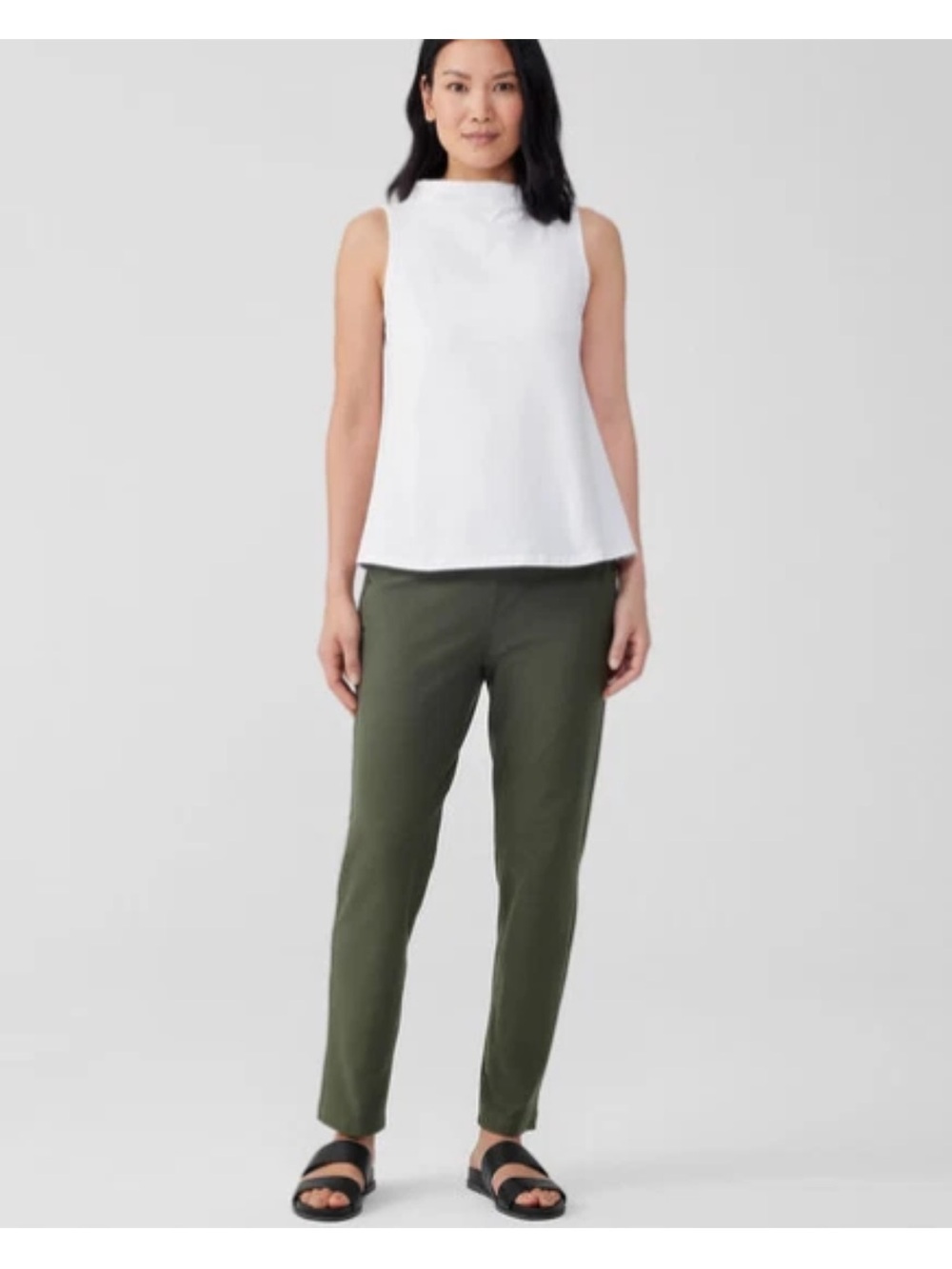 Eileen Fisher Green Stretch Crepe Knit Ankle Pants - size Medium